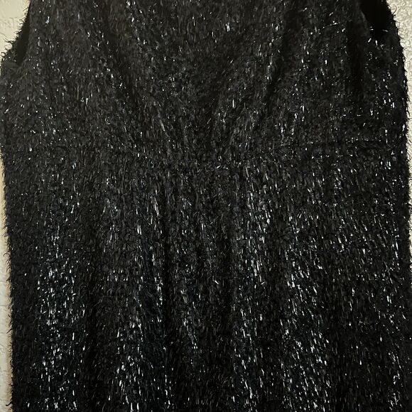 Max Studio Leon Max Limited Ed Mini Dress Faux Fur Silk Nylon Black Sz XS Sheath - Picture 6 of 7